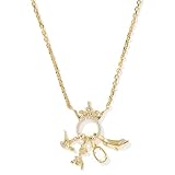 Kendra Scott Collar con colgante de princesa Disney en mezcla blanca, latón chapado en oro de 14 quilates, joyería de moda para mujer