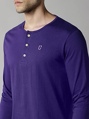 Image of Urbano Fashion Men's Solid Henley Neck Slim Fit Full Sleeve Cotton T-Shirt