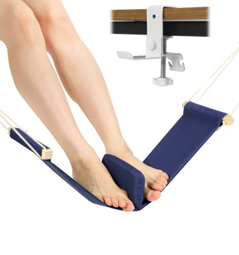 Habilis フットレスト 足置き ハンモック 足用 足置き台 デスク下 デスクワーク オットマン 高さ調整 紺
