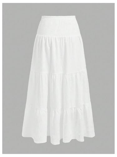 SOLY HUX Women's Summer Ruffle Maxi Skirt Shirred Elastic Waist A Line Flowy Vacation Long Skirts2