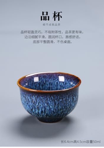 Image of Mini Porcelain Cup Set of 4 Colourful Ceramic Tea Cup with Kiln Glaze Cups 2oz (Blue)