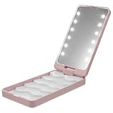 Ipetboom LEDライト付きミラー と まつげホルダーケース 軽量プラスチック製 まつげオーガナイザー 化粧ポーチ収納用 女性向け