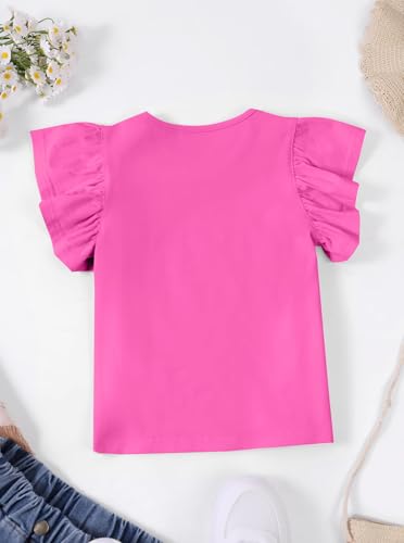 Image of Girls' Summer Shirts Cute Tops Ruffle Sleeve Crew Neck Casual Tees
