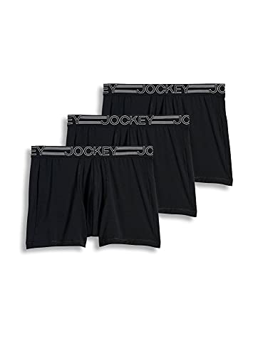 Jockey Men's Underwear Active Microfiber Boxer Brief - 3 Pack, Black, m