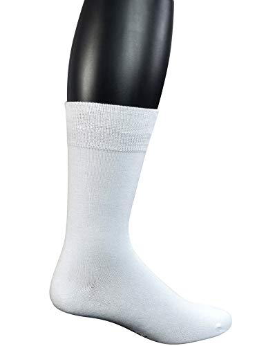 Image of Yomandamor Men's 5 Pairs Bamboo Extra Wide Top Crew Dress Socks