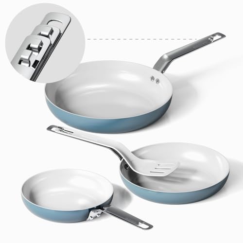 Image of Nonstick Frying Pans Skillets, 3 Pcs Ceramic Coating Pans Set