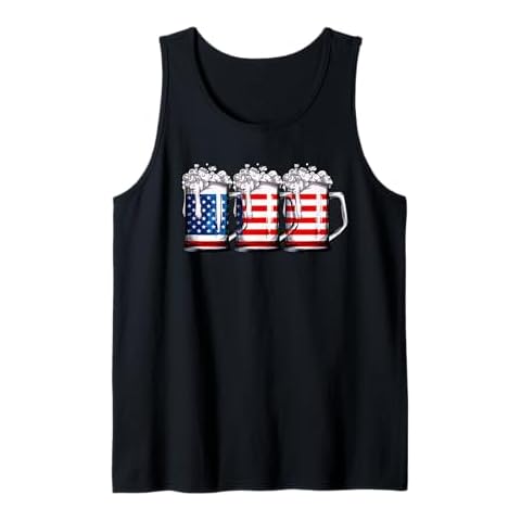 Beer American Flag 4th of July Men Women Merica Drinking USA Tank Top Cover