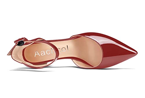 Aachcol Women Ankle Strap Pumps Close Pointed Toe D'Orsay Two-Piece Chunky Block Mid Heel Shoes 2 Inches4