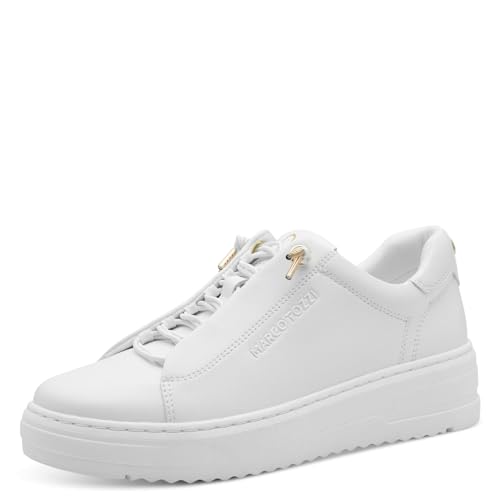 MARCO TOZZI Damen Sneaker flach mit Schnürsenkeln Elegant, Weiß (White), 40 EU