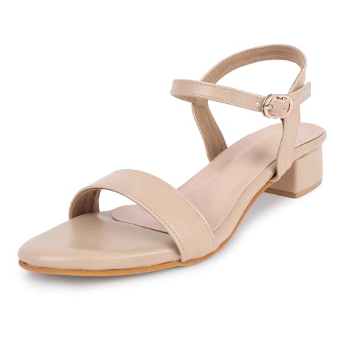 Image of TRASE Women Block Heel Sandals with Ankle Strap, Stylish and Comfortable Design, Perfect for Casual Outings
