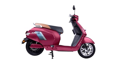 Image of eblu India's 1st Family e Scooter - Feo X - Typical Driving range 110km per charge - Top speed 60 kmph, Xtra - SPACE | COMFORT | SAFETY |STABILITY (Wine Red)