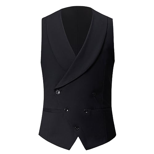 Dvbfufv Mens Fashion Shawl Collar Double Breasted Tuxedo Vest Slim Fit Business Wedding Dress Waistcoat