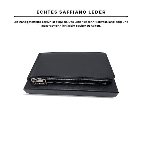 Slanke portemonnee van echt leer met RFID-bescherming en 20 ID-kaarten en kaartvakken, dunne portemonnee, portemonnee, kaarthouder, lederen portemonnee met kaart/geldorganizer - Image 5