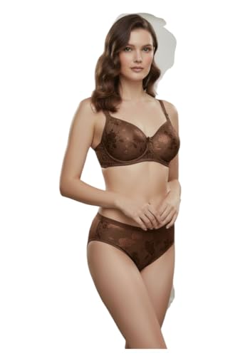 Image of Kinzie Elegant Floral Jacquard Lingerie Set, Grey Brown Maroon Bra and Brief, Comfortable Full Coverage Underwear Set, Padded Bra, Lingerie Set, Honeymoon Bikini Set,