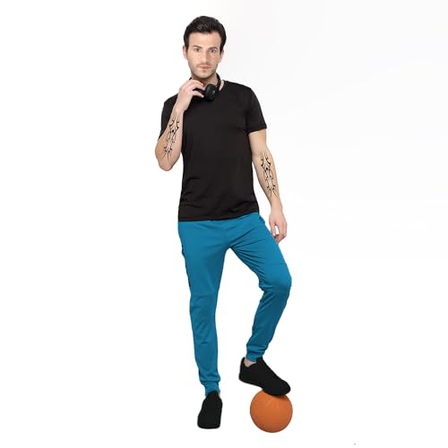 Image of LookMark Men's Solid Lycra Blend Lounge Wear: Trendy Track Pant with Pockets, Ideal for Night, Day, or Casual Wear