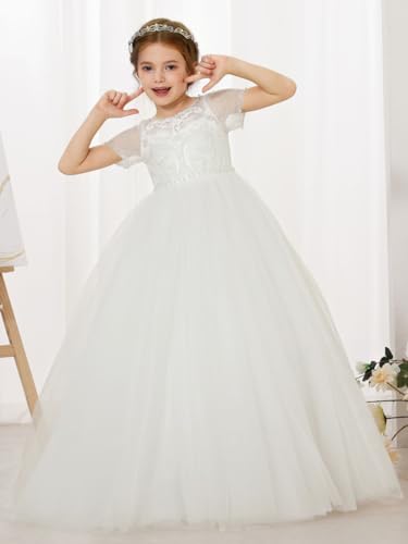 Flower Girl Dress Pageant Tulle Bridesmaid Formal Fancy Dresses for Wedding Ball Prom Toddler/Kids/Junior4