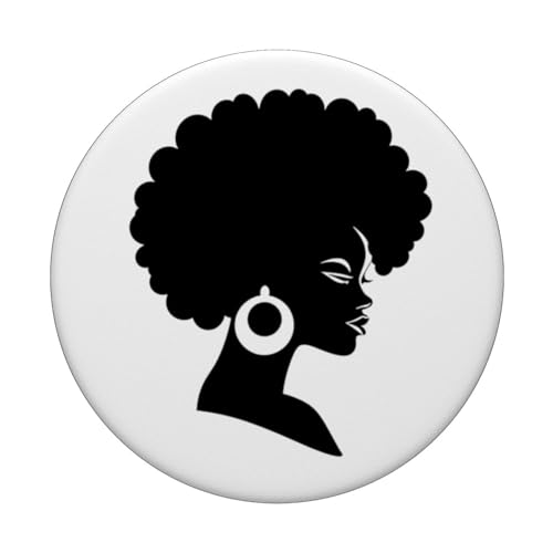 Afro Hair African Soul 70s 80s Funk Melanin for a Woman PopSockets Swappable PopGrip, Black - Image 3