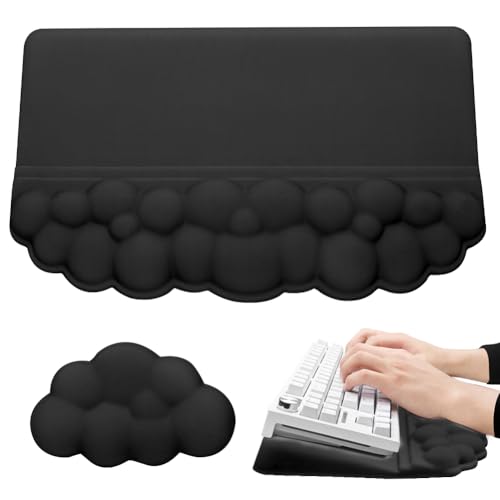 Juego de reposamuñecas para teclado, reposamuñecas ergonómico para teclado con espuma viscoelástica, antideslizante, para ordenador, escritorio, oficina, juegos (negro)