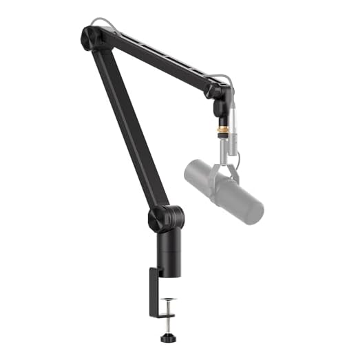 Donner Boom Arm, Mic Stand Adjustable Tube Style Suspension Scissor, Heavy Duty Microphone Arm with Desk Clamp, 3/8'' to 5/8'' Screw Adapter for Live Streaming, Radio, Podcasting, Gaming-MS 1