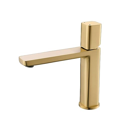 Robinet de lavabo doré brossé au design moderne et chic - 2