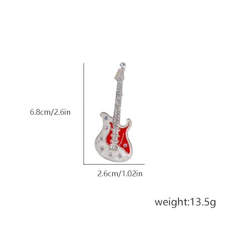 Image of Cute Guitar Rhinestones Brooches Pin Unique Colorful Crystal Enamel Brooch for Party Dance Banquet Women Men Fashion Dainty Lapel Pins Suit Shirt Ceremony Clothes Accessories Decor