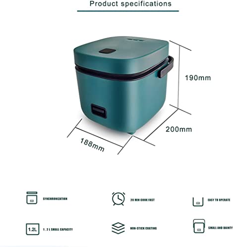 Vintage Green Mini Rice Cooker Non- Stick Cooking With Steamer One Touch Operation Perfect For 1-2 Person To Cook Rice, Meat, Noodles Or Soup (1.2L) - Image 7