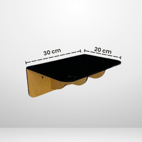 Kit 5 Prateleiras Fixa de Parede Para Gatos Pet em Mdf com Carpete Antiderrapante Preto