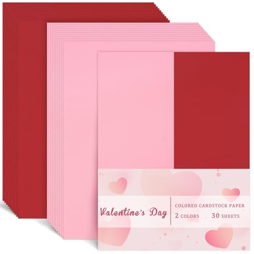 Papier cartonné Saint-Valentin Whaline anti-gondolage, 30 feuilles rigides pour collage