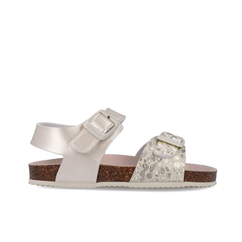 Sandales métallisées Garvalín Bio enfant beige nu-pieds cuir