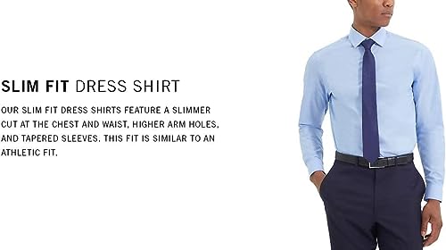Image of Kenneth Cole REACTION Unlisted Men's Slim Fit Solid Cotton Spread Collar Full Sleeves Formal Dress Shirt