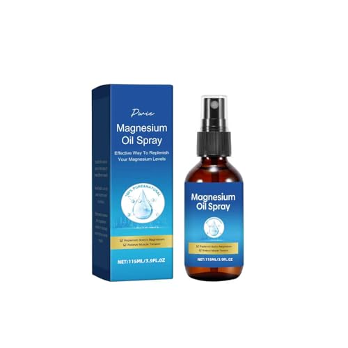Magnesium Spray, Pure Magnesium Oil Spray for Feet, Leak-Proof Portable Package, Magnesium Oil Body Care Natural Formula, Easy to Absorb and Soothe, 3.9 fl oz
