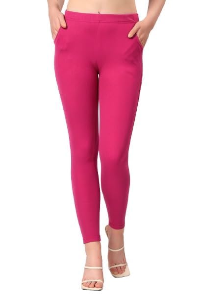 Image of Saundarya Pocket Leggings Slim fit Ankle Length uper Comb Stretchable Premium Cotton Lycra Leggings with 2 Pockets