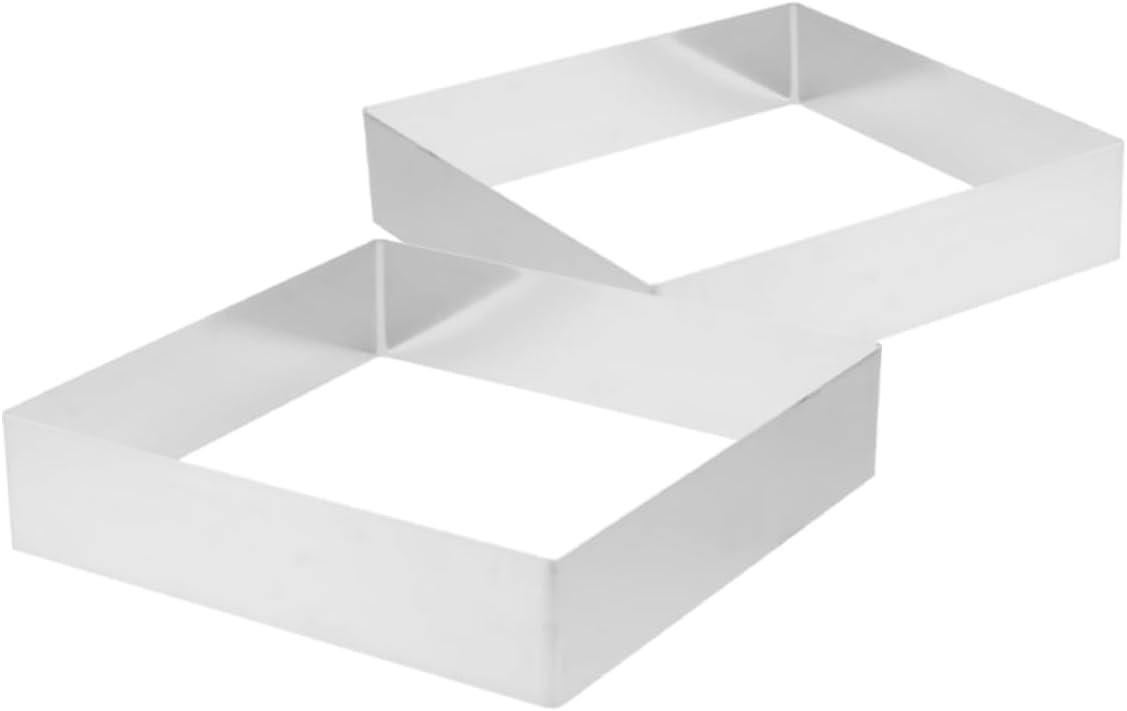 2pcs Square Mousse Cake Mold Stainless Steel Baking Ring Mousse Pudding Mould for Pan Decorations for Family Parties