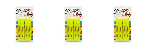 Sharpie 25164PP Accent Tank Highlighters, Chisel Tip, Fluorescent Yellow, 4-Count - 3 Pack