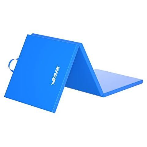 AJX Yoga Mat Tri Folding | Non Slip eva foam yoga mat, and 4cm Thick Folding Foam Padding 6ft x 2FT | Tumbling Mat for Protection against Hard Floors gymnastics floor mat Training Equipment - Blue Cover