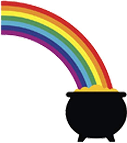 Pot of Gold at End of Rainbow Cartoon Vinyl Decal Sticker (8 Tall)