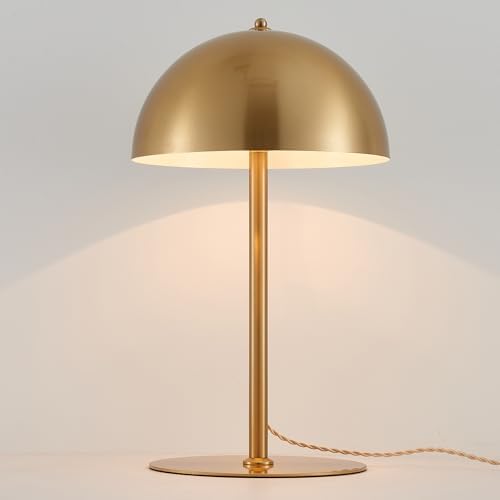 Metal Mushroom Table Lamp, 20.8" Gold Dome Table Lamp Bedside Lam...