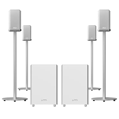 AWOL Speaker 4.2.2 All-Wireless Home Theater Sound System, 120W Upward Firing Speakers, Dolby Atmos DTS Support with Floor Speaker Stand Pair 31Inch Height Speaker Stand for Home Theater