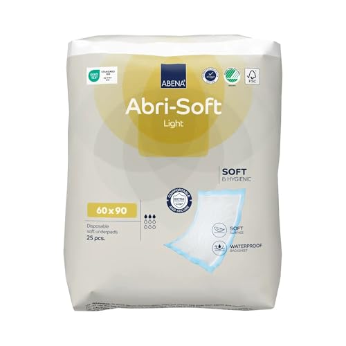 ABENA Abri Soft - Bettschutzeinlagen - Light - 25 Stück | Feuchtigkeitsschutz | Matratzenschoner | Bettschutzunterlage | Inkontinenzunterlage| Soft und hygienisch | Unisex (1)