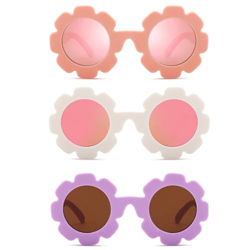 Image of Hycredi Flexible Bendable Flower Baby Polarized Sunglasses with Strap for Newborn Infant Girls Age 0-24 Months