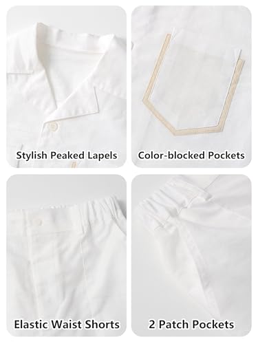 Image of LOLANTA Boys 2 Pieces Linen Set kids Short Sleeve Button Down Shirt and Shorts Summer Vacation Outfits