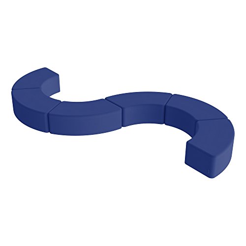 Image of Sprogs 12 inch H Structured S-Curve Stool -Flexible Modular Collaborative Soft Seating for Office, Home, Lounge and School Classrooms with Durable Frame & Set of 6 inch Legs Add-on -Blue