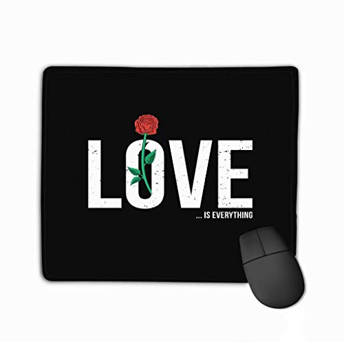Preisvergleich Produktbild Gaming Mouse Pad Benutzerdefiniert, Persönlichkeit Desings Gaming Mouse Pad Slogan Grafikdesign rote Rose Trendy Female Style Typografie Druck Liebe alles Stickerei Patch