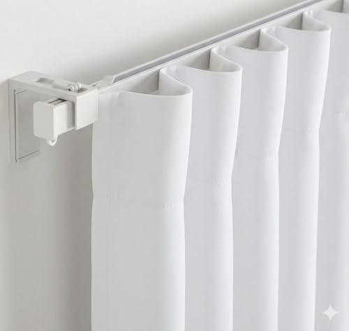 Image of FRESH FROM LOOM 9 ft Parda | Premium Door Curtains for Slider Track | Non-Ring Curtains | S-Wave Pleat | Light Block Blackout Parde | Breathable Fabric Parda (White | 9 Feet Set of 2)