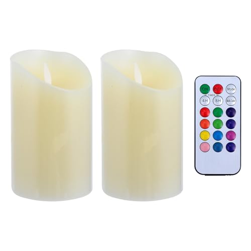 Velas electrónicas sin llama Operitacx: pack de 2 lámparas LED de plástico ecológico con luces de colores