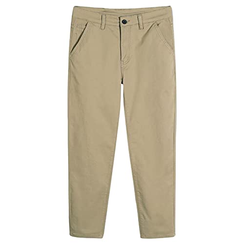 Maiyifu-GJ Men's Relaxed fit Straight Leg Pants Classic Stretch Lightweight Chino Pant Casual Loose Flat Front Dress Trousers