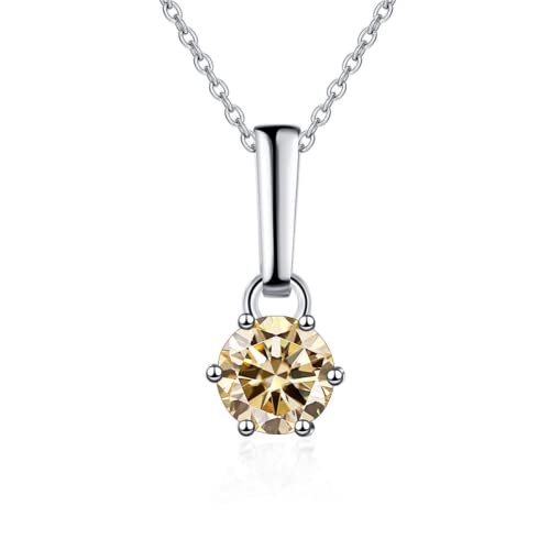 Collier en Moissanite couleur D coupe ronde et son pendentif à six griffes argenté pour femme
