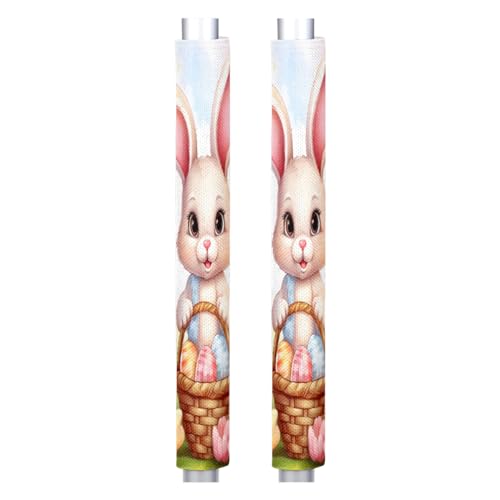Image of Pardick Refrigerator Door Handle Covers Set of 2 Easter Cute Rabbit Bunny Egg Washable Fridge Dishwasher Mocrowave Oven Door Decor Protector Handle Cover Keep Your Kitchen Appliance Clean