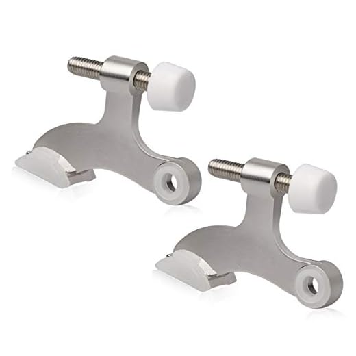 KOVOSCH 2 Pack Hinge Pin Door Stopper Brushed Satin Nickel - Adjustable Heavy Duty Hinge Pin Door Stop with White Rubber Bumper Tips
