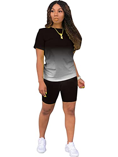 PINLI Tie Dye Women's 2 Piece Shorts Sets Summer Cowl ...